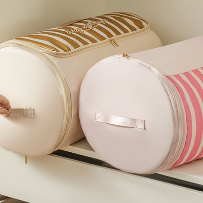 Cylindrical Roll-Up Quilt Storage Bag with Zipper