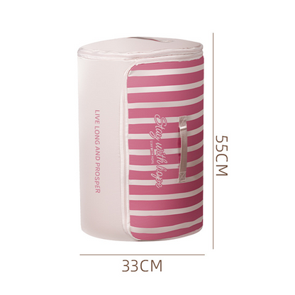 Cylindrical Roll-Up Quilt Storage Bag with Zipper