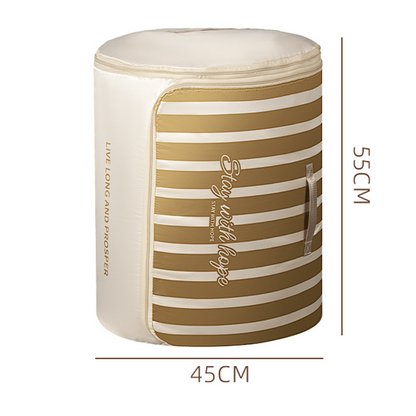 Cylindrical Roll-Up Quilt Storage Bag with Zipper