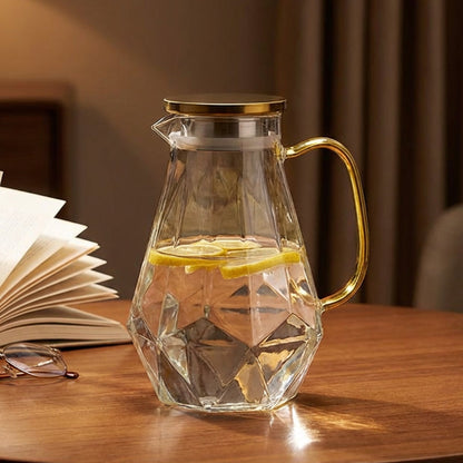 Elegant Geometric Glass Pitcher with Infuser