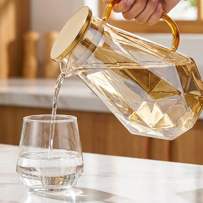 Elegant Geometric Glass Pitcher with Infuser