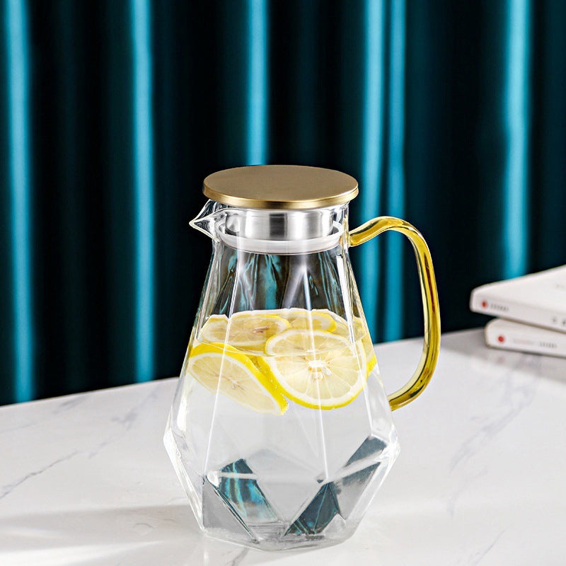 Elegant Geometric Glass Pitcher with Infuser