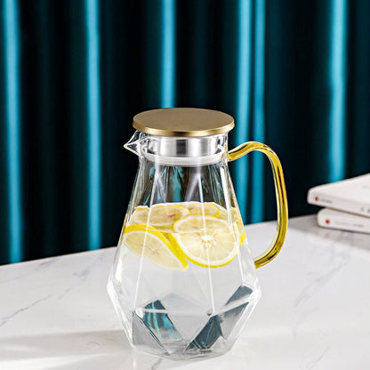 Elegant Geometric Glass Pitcher with Infuser