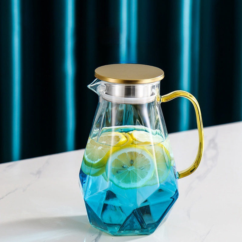 Elegant Geometric Glass Pitcher with Infuser