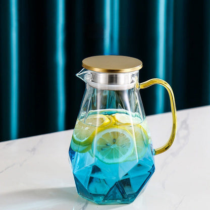 Elegant Geometric Glass Pitcher with Infuser