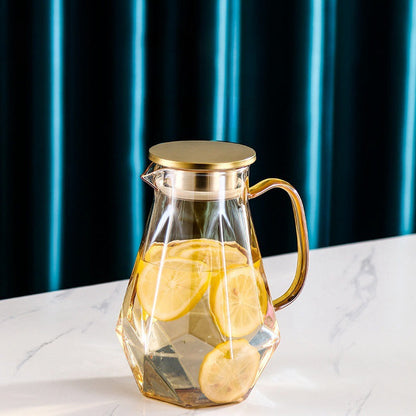 Elegant Geometric Glass Pitcher with Infuser