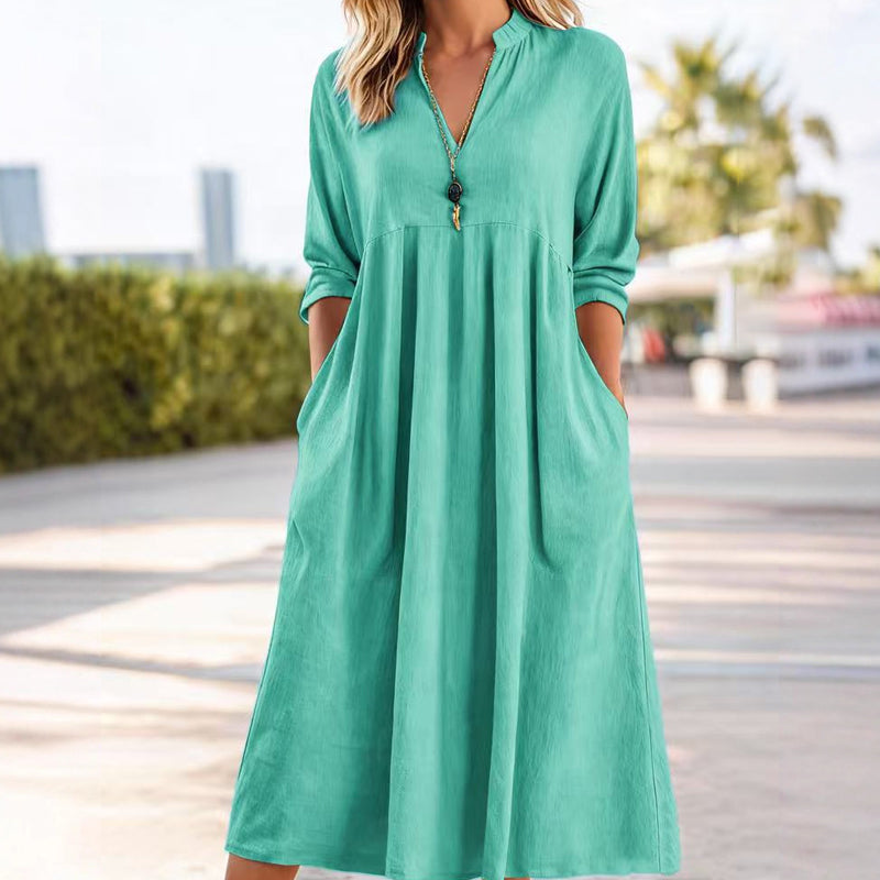 💐50% OFF ! 2026 New Arrival – Casual V-Neck Midi Dress 🌸🆕【Limited Edition】