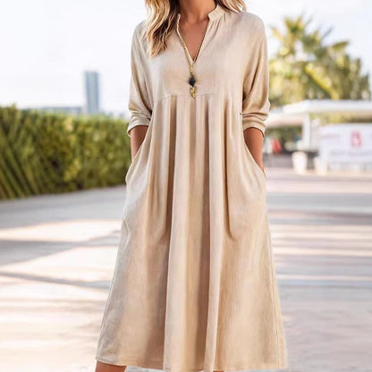 🎁2026 New Arrivals 49% OFF💖Women's Casual V-Neck Midi Dress with Pockets