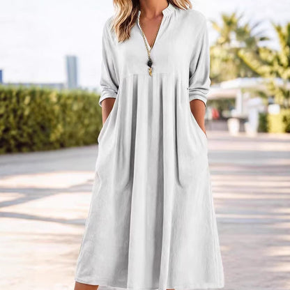 🎁2026 New Arrivals 49% OFF💖Women's Casual V-Neck Midi Dress with Pockets
