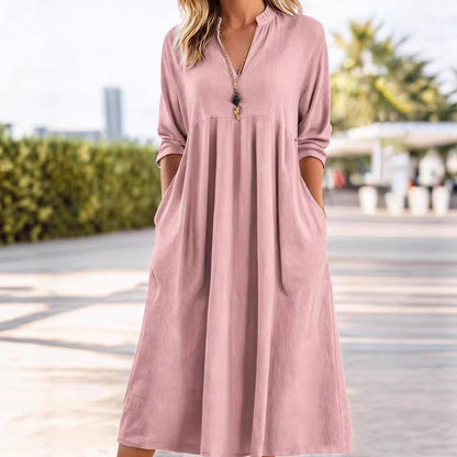 🎁2026 New Arrivals 49% OFF💖Women's Casual V-Neck Midi Dress with Pockets