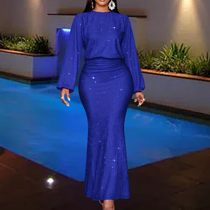 Women’s Long Sequin Pleated Mermaid Dress
