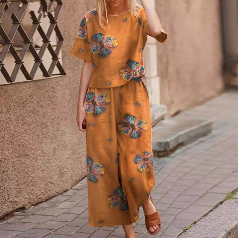 🔥✨49 % Off On The Last Day ⏳⏰Women's Loose Print Top ＆ Pants 2-Piece Set