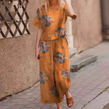 🔥✨49 % Off On The Last Day ⏳⏰Women's Loose Print Top ＆ Pants 2-Piece Set