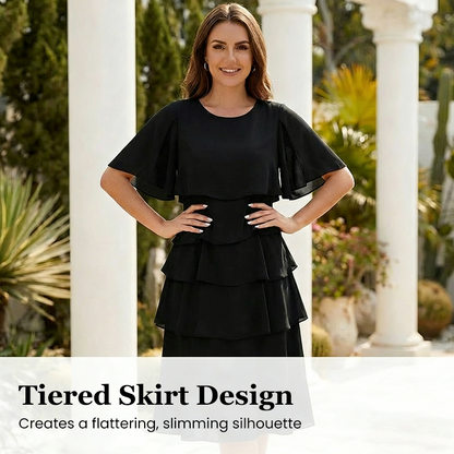 Elegant Tiered Ruffle Sleeve Dress