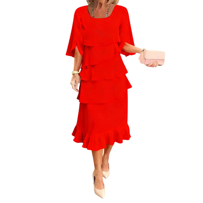 Elegant Tiered Ruffle Sleeve Dress