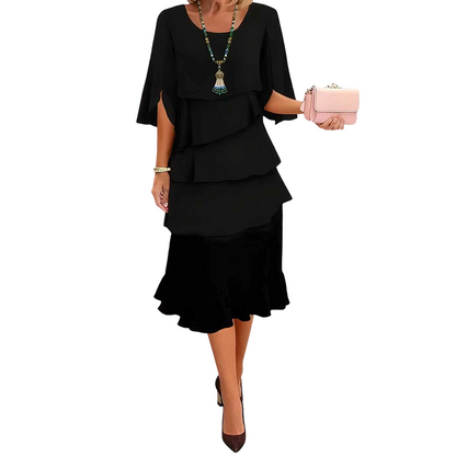 Elegant Tiered Ruffle Sleeve Dress
