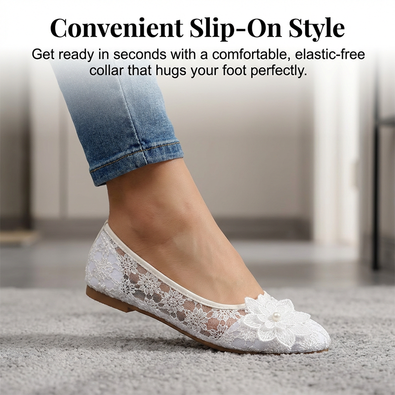 Women's Floral Lace Breathable Slip-On Loafers