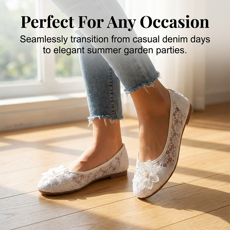 Women's Floral Lace Breathable Slip-On Loafers