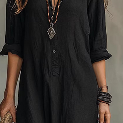 Casual Loose Fit Maxi Dress with Front Slit