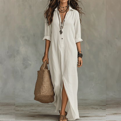 Casual Loose Fit Maxi Dress with Front Slit