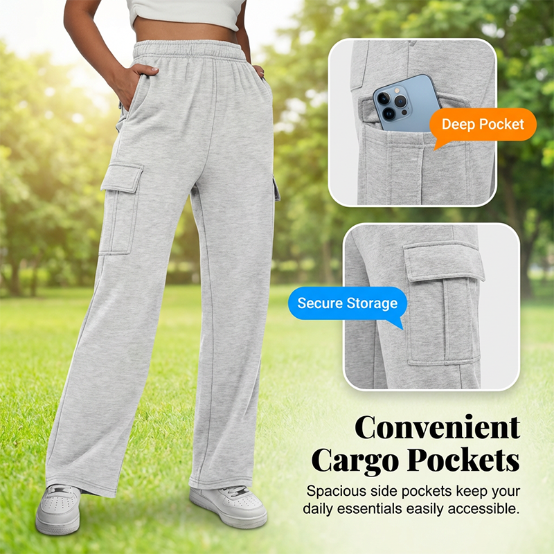 Women's High-Waist Wide-Leg Cargo Pants