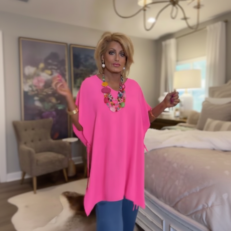 Women's V-Neck Dolman Sleeve Tie-Waist Top