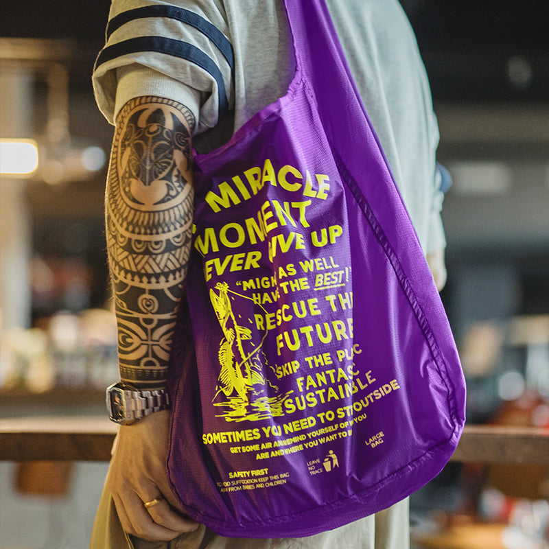 Ultra-Light Foldable Tote Bag with Wide Strap