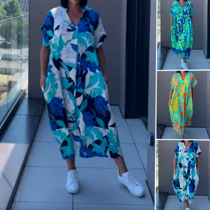 💜Limited Sale 49% OFF 👗Women's Casual Elegant Printed V-Neck Dress