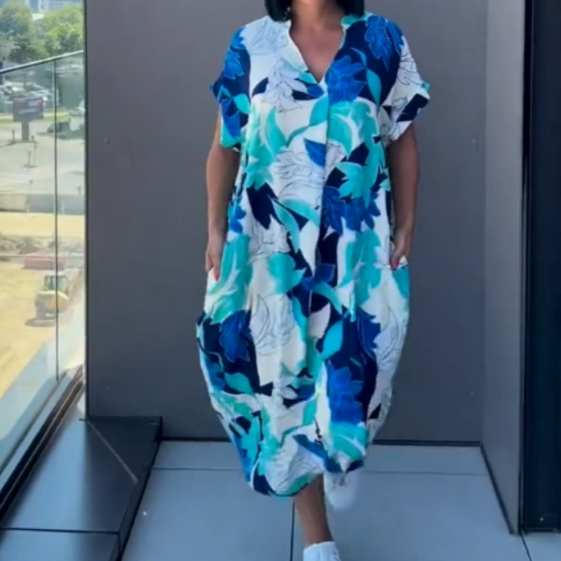 💜Limited Sale 49% OFF 👗Women's Casual Elegant Printed V-Neck Dress