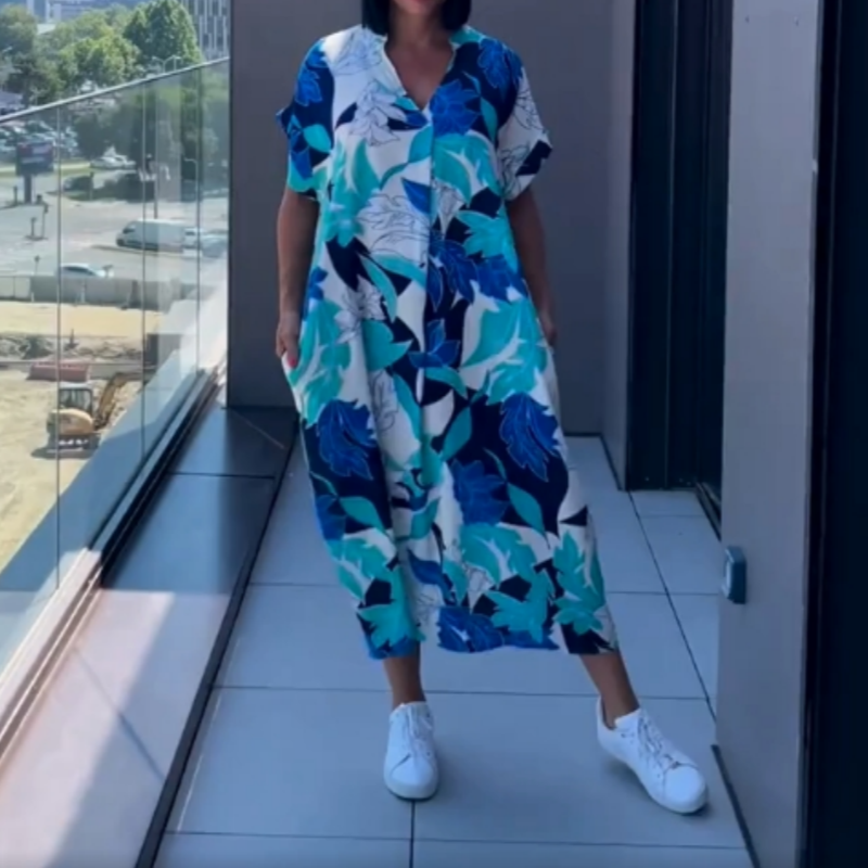 💜Limited Sale 49% OFF 👗Women's Casual Elegant Printed V-Neck Dress