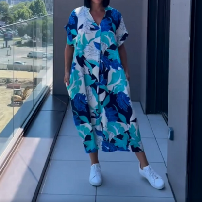 💜Limited Sale 49% OFF 👗Women's Casual Elegant Printed V-Neck Dress
