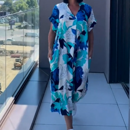 💜Limited Sale 49% OFF 👗Women's Casual Elegant Printed V-Neck Dress