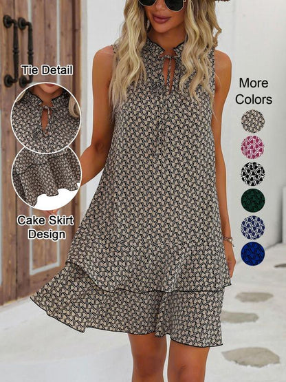 🎉Last Day Promotion 49% OFF💃Women's Geometric Print Bow Dress