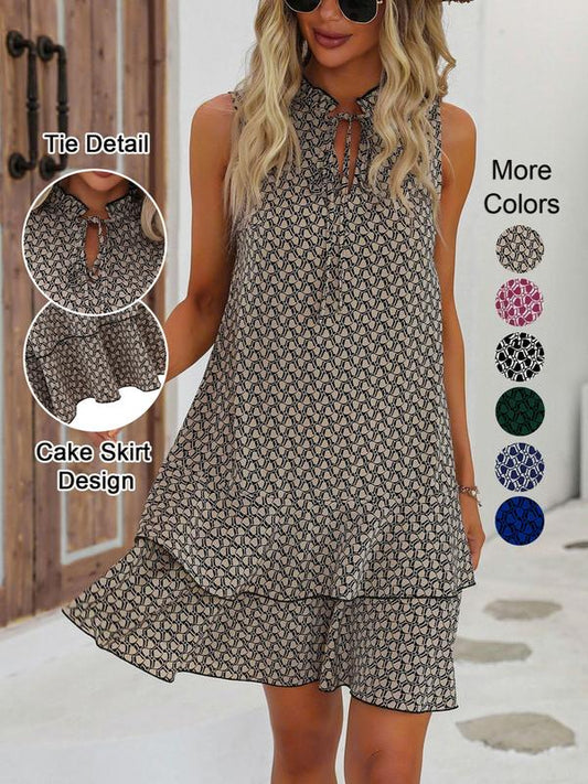 🎉Last Day Promotion 49% OFF💃Women's Geometric Print Bow Dress