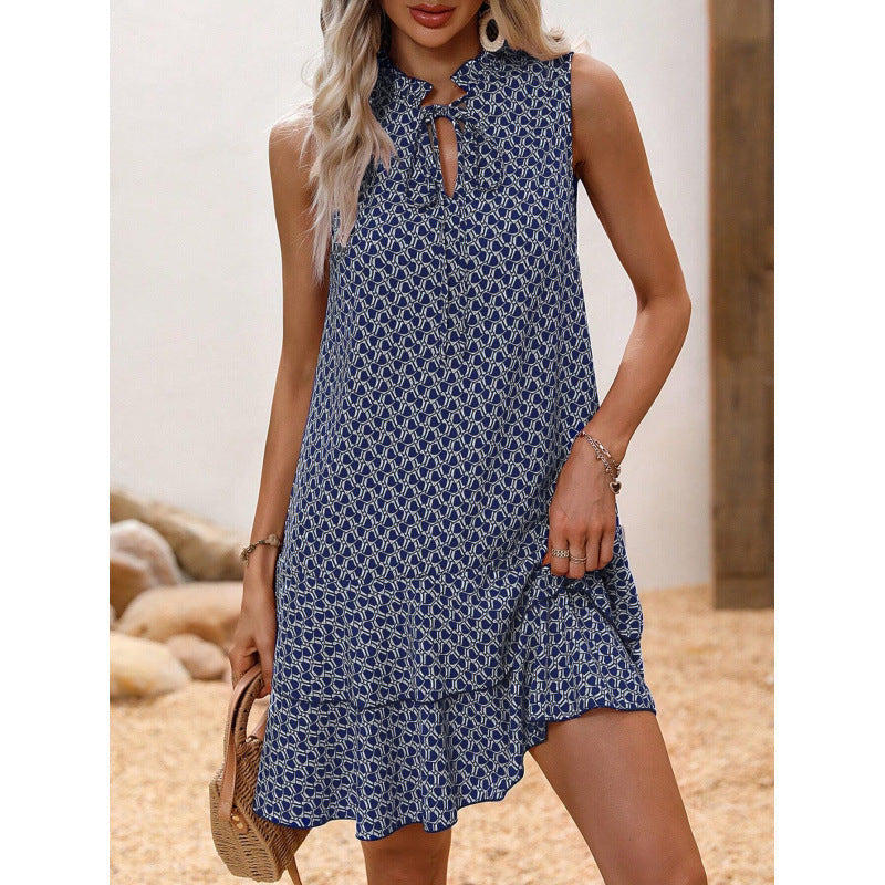 🎉Last Day Promotion 49% OFF💃Women's Geometric Print Bow Dress