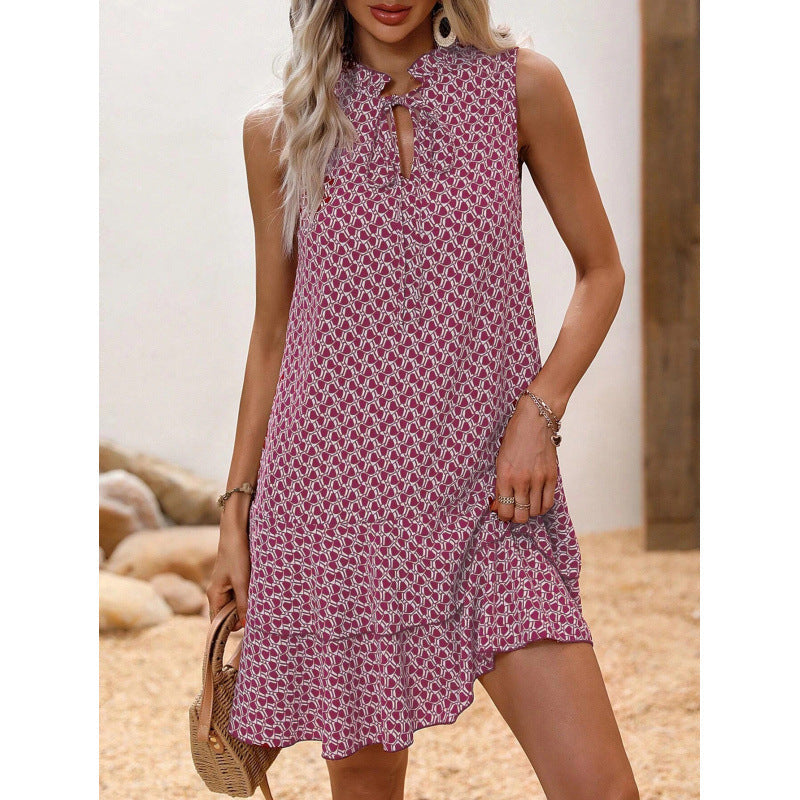 🎉Last Day Promotion 49% OFF💃Women's Geometric Print Bow Dress