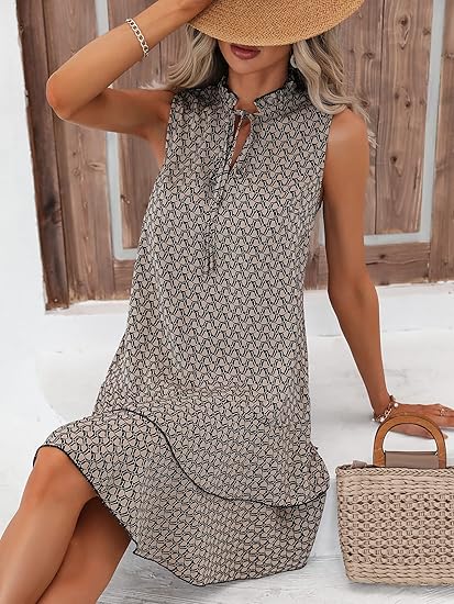 🎉Last Day Promotion 49% OFF💃Women's Geometric Print Bow Dress
