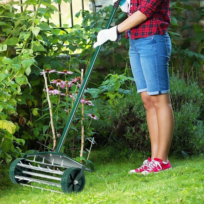 Rolling Lawn Aerator with Handle