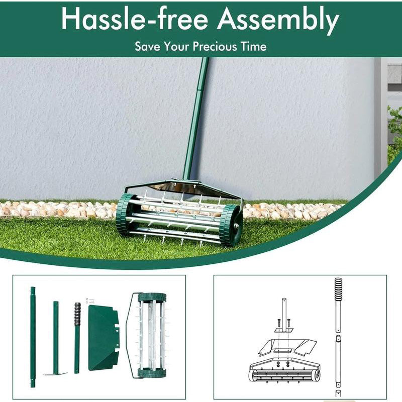 Rolling Lawn Aerator with Handle