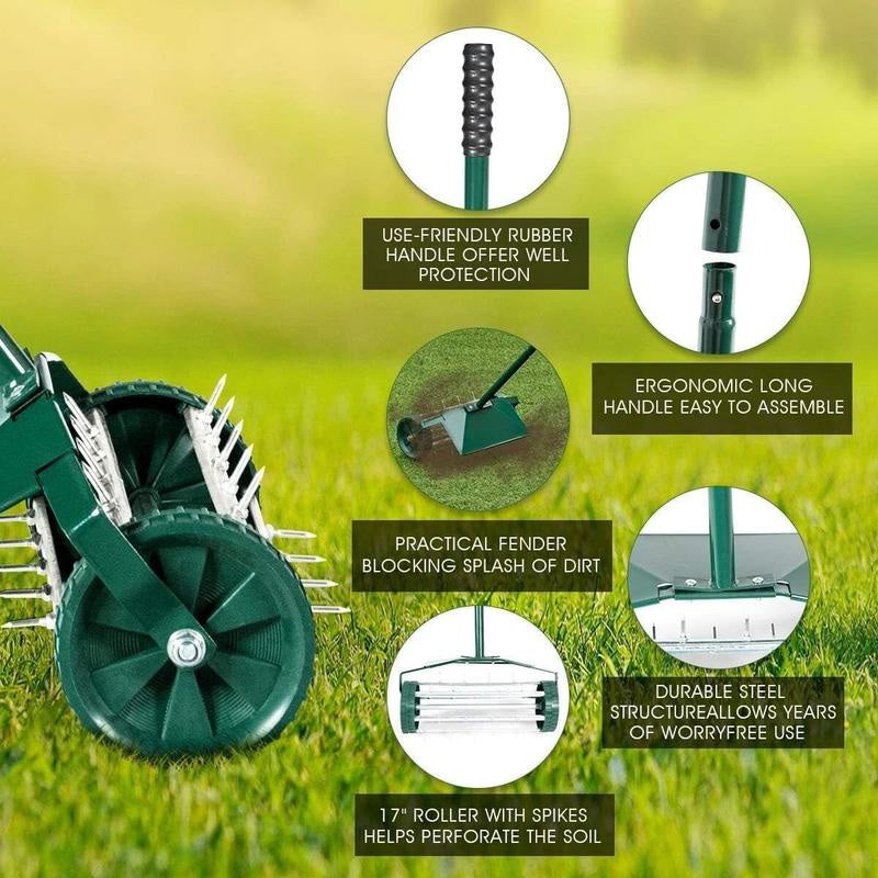 Rolling Lawn Aerator with Handle