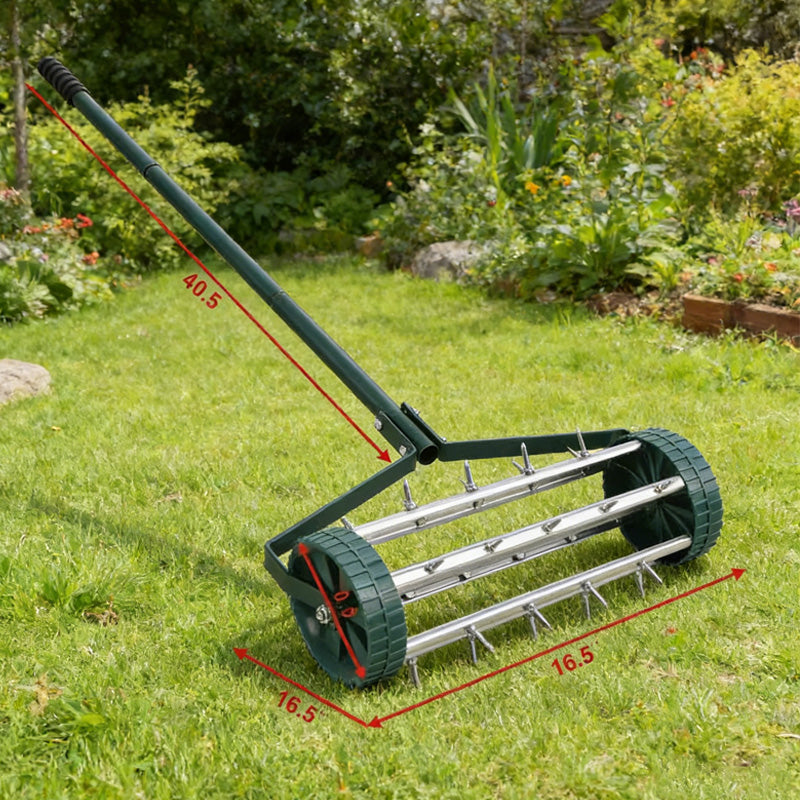 Rolling Lawn Aerator with Handle