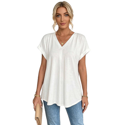 Women's Pleated Back V-Neck T-Shirt