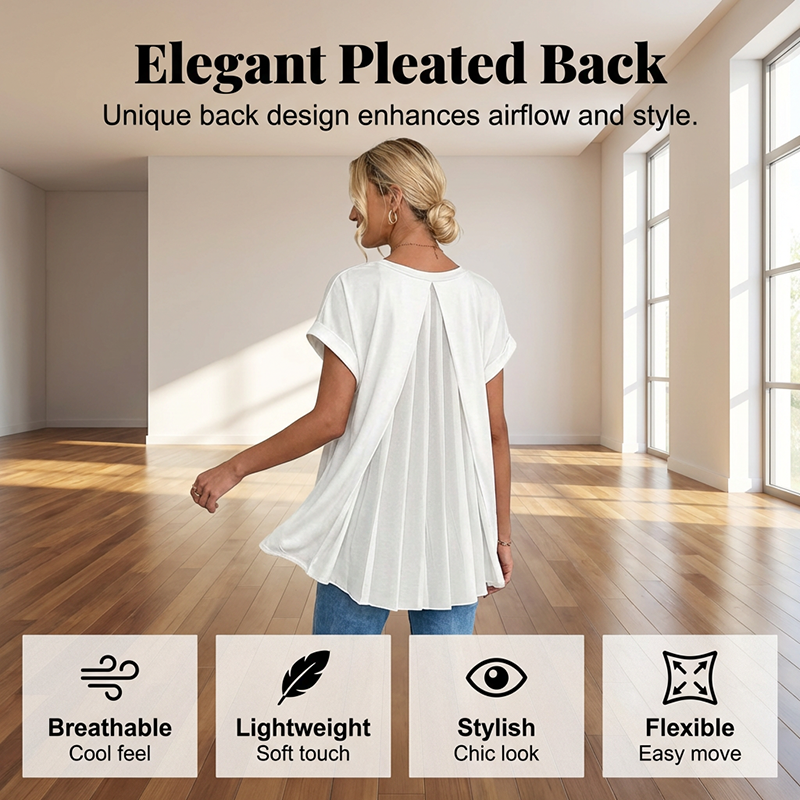 Women's Pleated Back V-Neck T-Shirt
