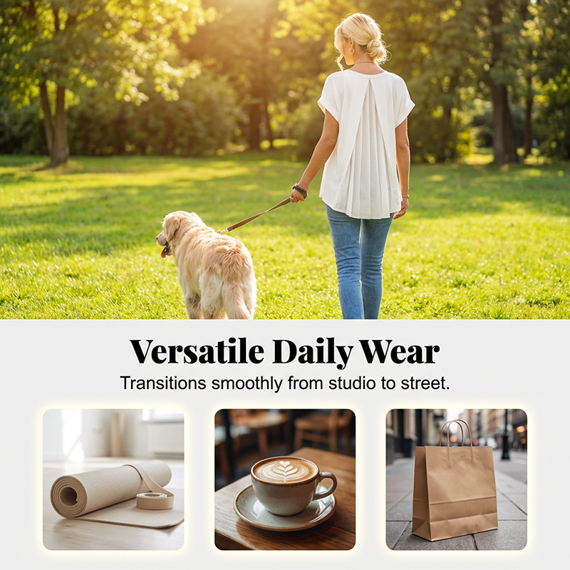Women's Pleated Back V-Neck T-Shirt