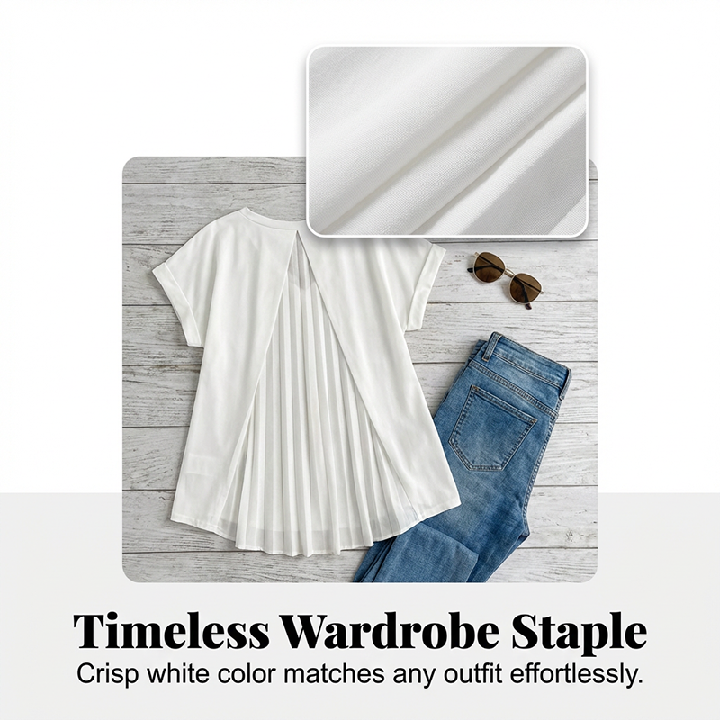 Women's Pleated Back V-Neck T-Shirt