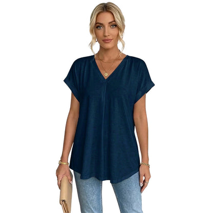 Women's Pleated Back V-Neck T-Shirt