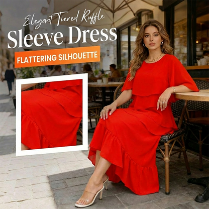 Elegant Tiered Ruffle Sleeve Dress