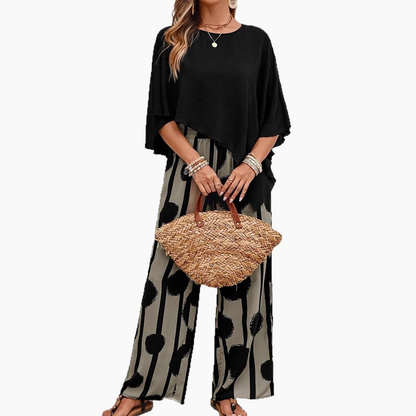 🎁Mother's Day Special Sale 50% OFF!💐5/8 Sleeves Top & Print Pants Set