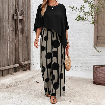 🎁Mother's Day Special Sale 50% OFF!💐5/8 Sleeves Top & Print Pants Set
