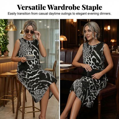 🎁New arrival 49% OFF💥Women's Leopard Print Sleeveless Midi Dress